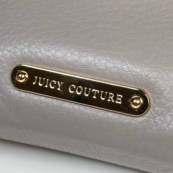 Juicy Couture Vintage Rare Leather Mono Crossbody Bag Gray with Gold Chain - Picture 2 of 12
